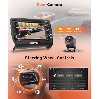 PODOFO [4+64G] Android 15 7-inch for Audi TT MK2 8J 2006-2014, Wireless Carplay/Android Auto, Android EQ AI DSP/GPS/WiFi/BT5.0/FM/Mirror Link+Backup Camera+Mic, A Perfect Gift for Dad and Drivers, Merry Christmas Gifts, Black