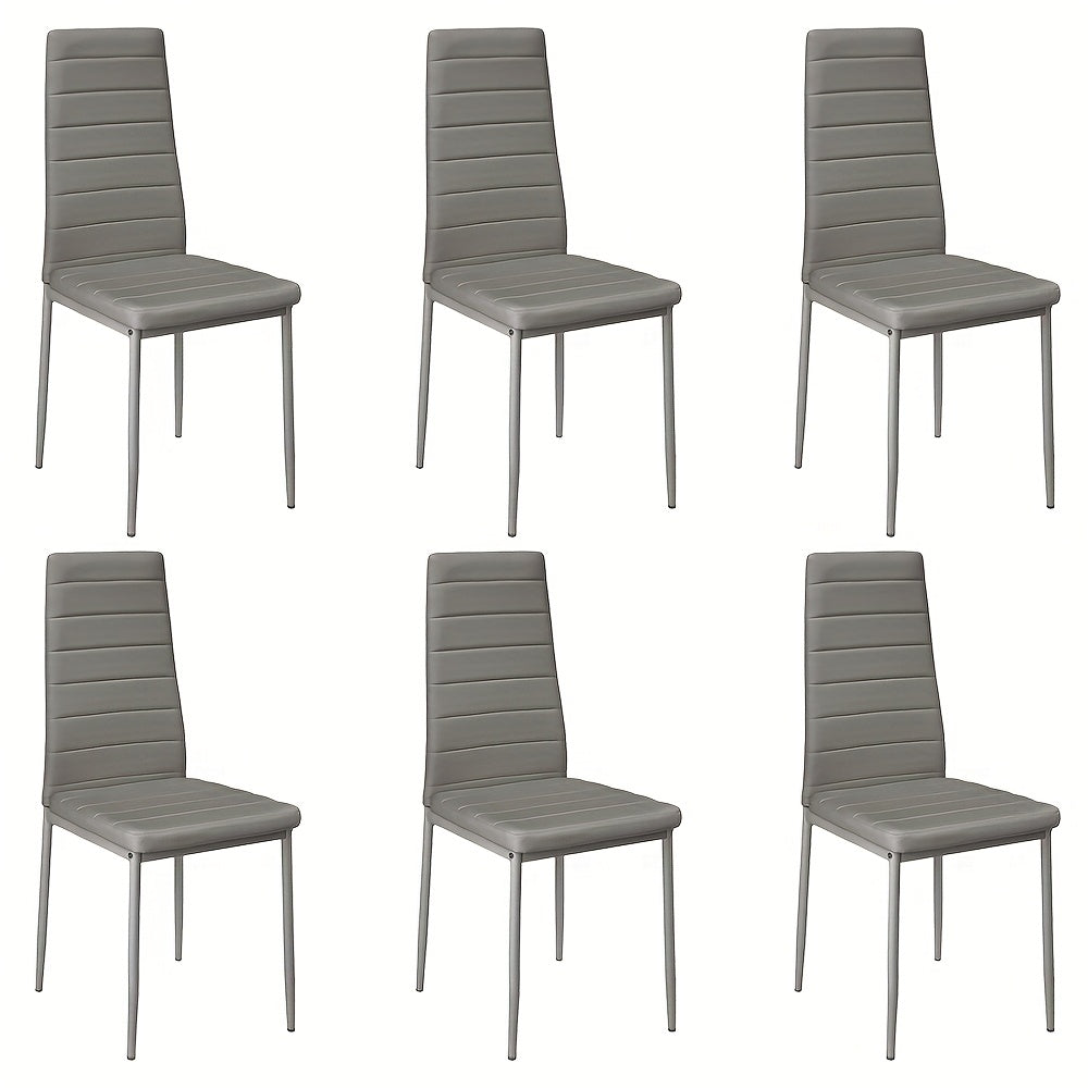 Eetkamerstoel – Keukenstoel – Stoel – Lounge Chair – Dining Chair – Kunstleer Bekleding – Stalen Onderstel – Set Van 6 – 42 x 48 x 45 cm