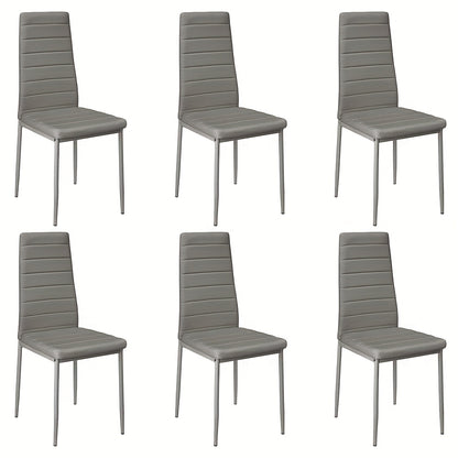 Eetkamerstoel – Keukenstoel – Stoel – Lounge Chair – Dining Chair – Kunstleer Bekleding – Stalen Onderstel – Set Van 6 – 42 x 48 x 45 cm