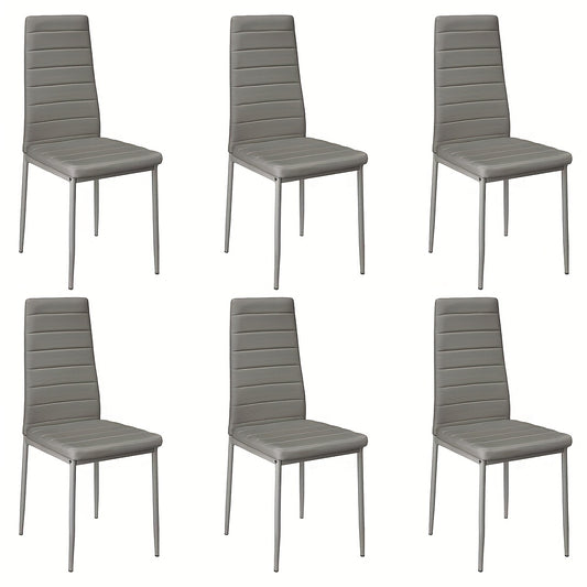 Eetkamerstoel – Keukenstoel – Stoel – Lounge Chair – Dining Chair – Kunstleer Bekleding – Stalen Onderstel – Set Van 6 – 42 x 48 x 45 cm