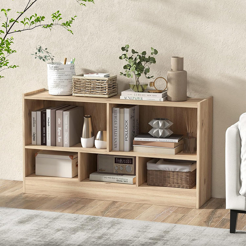Houten Boekenkast – Open Boekenkast – Opbergkast – Boekenplank – Opbergmeubel – 5 Ruime Vakjes – Duurzaam E0 Hout Met Krasbestendige PVC Laag