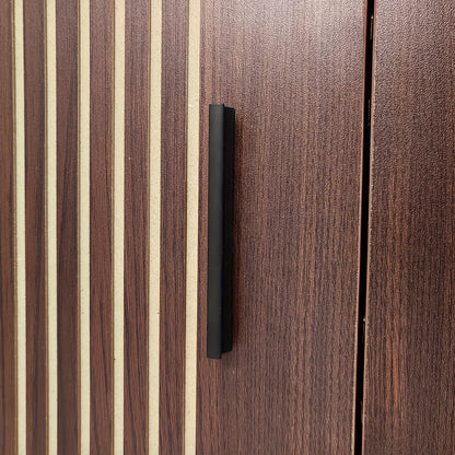 TV Meubel – TV Kast – Lowboard – Dressoir – Entertainment Unit – Hardhout & MDF – Gehard Glas Deuren – Gesneden Reliëf Design