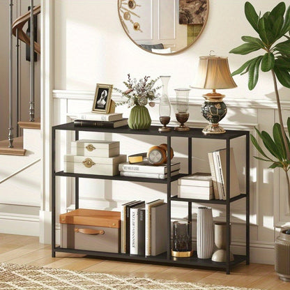 Sidetable – Wandtafel – Opbergtafel – Console – Hallentafel – Zwart – Industrieel Design – Stalen Frame – 110x30x75 cm – Compact & Stevig