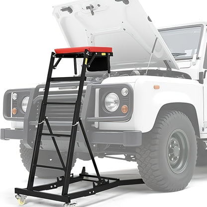 Top Side Creeper – Rolbare Werkbank – Motor Creeper – Garage Krukje – Sidesleeper Auto – Verstelbare Hoogte 122-193 cm – Stalen Constructie 181 kg Belastbaar – Zwarte Variant