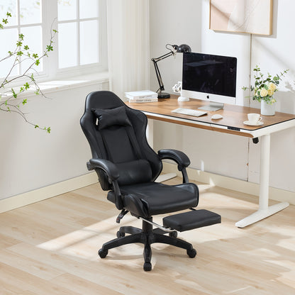 360° Rotating Racing Car Design Lounge Chair, Gaming Chair, High-back Office Chair, Height Adjustable, with Wheels, Footrest, Headrest And Lumbar Support.