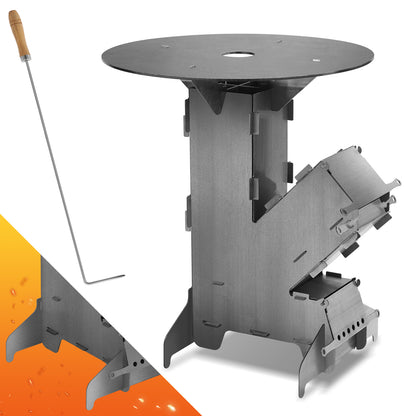 Rocket Stove – Buitenkachel – Outdoor Kachel – Barbecue Oven – Campingkachel – 3 mm Koolstofstaal – Ø 50 cm Grillplaat