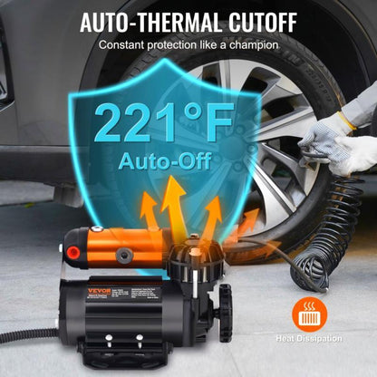 Portable 12V Tire Inflator 150PSI Air Compressor 3. 5CFM Offroad Emergency Pump