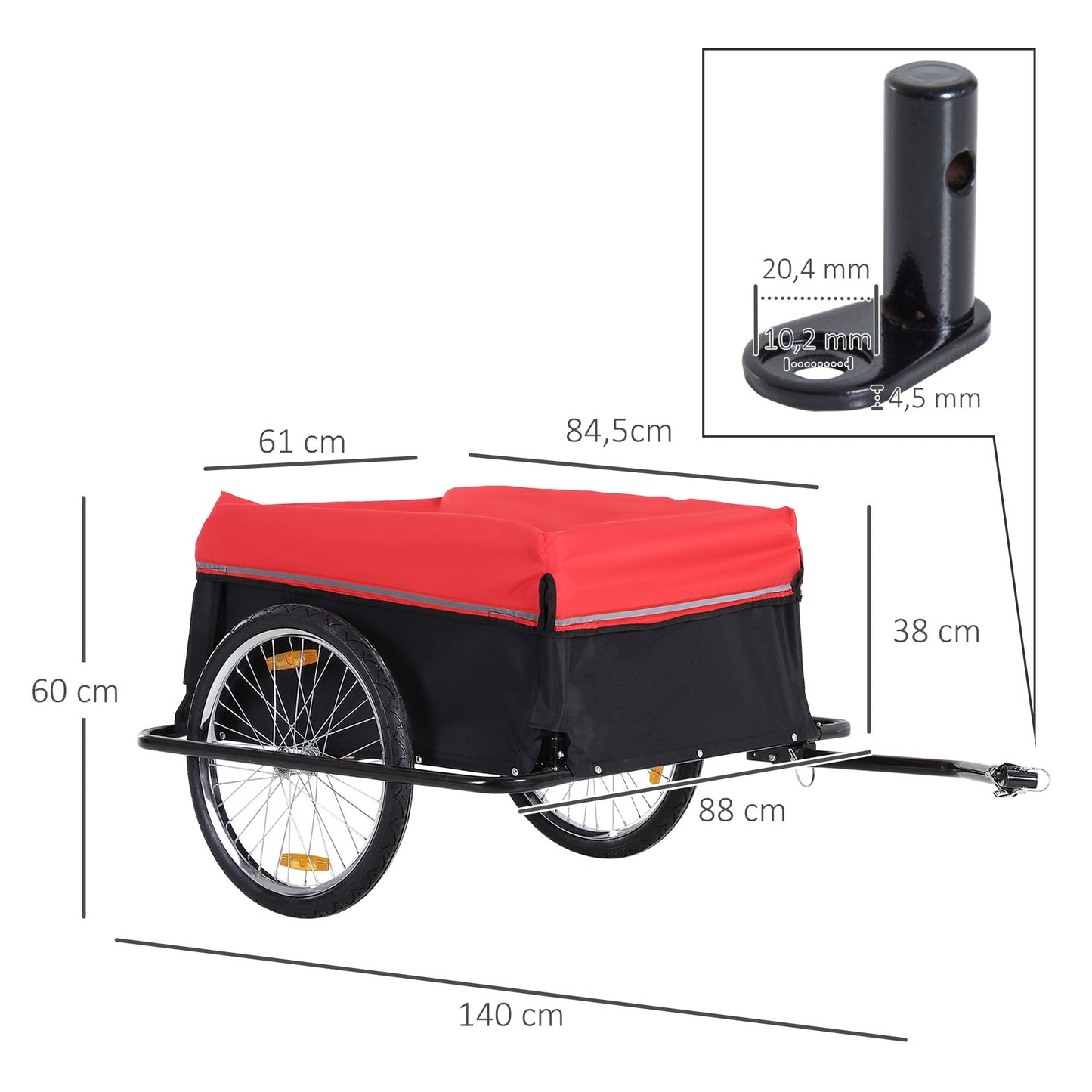 Fietskar – Fietsaanhanger – Transportkar – Bagagekar – Vouwbare Aanhangwagen – Stevig IJzeren Frame – 140x88x60 cm Laadruimte – Max 40 kg Draaglast