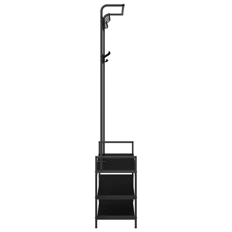 Extra Hoog Kapstokrek – Kledingrek – Garderoberek – Hangrek – Stellingrek – Zwart Eiken Fineer – 3-laags Opbergrek – 184 cm Hoogte – Stevige Engineered Houtstructuur