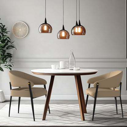 Eetkamerstoelen – Stoelen – Dining Chairs – Keukenstoelen – Zitmeubilair – Set Van 2 – Microfiber Bekleding – Ergonomisch Design – Bruin Zwart