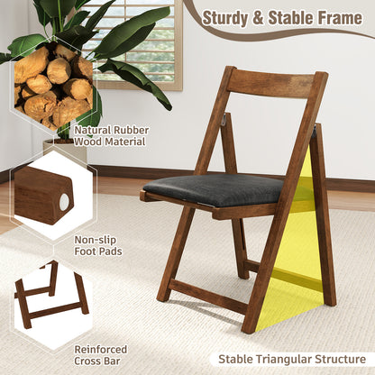 Klapstoel – Vouwstoel – Opklapstoel – Eettafelstoel – Tuinstoel – Rubberhouten Frame – Zithoogte 49 cm