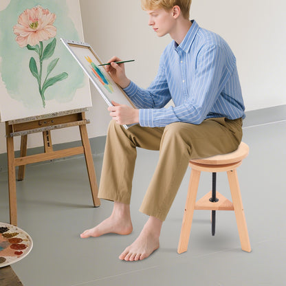 Adjustable Height Round Painting Stool with Ergonomic Cushioned Seat - Heavy-Duty Wooden Construction, Manual Height Adjustment (48-65.5cm/18.9-25.79in) for Artists, Indoor/Outdoor Use - Lightweight & Sturdy Art Stool for Adu