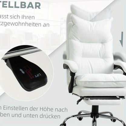 Bureaustoel – Ergonomische Stoel – Werkstoel – Kantoorstoel – Bureaufauteuil – Wit – 360° Draaibaar – Verstelbare Rugleuning en Zithoogte