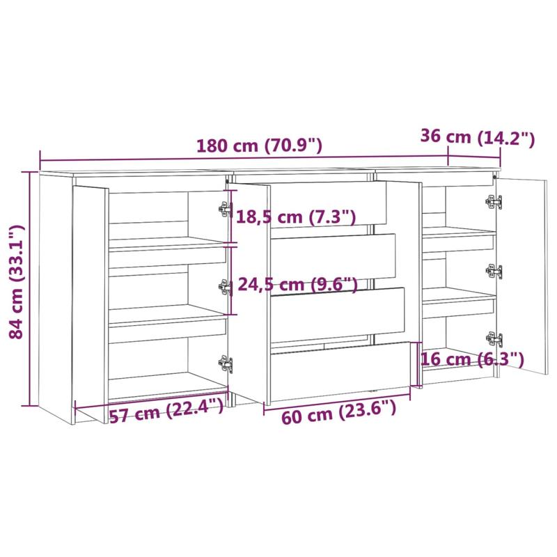 Set van 3 Witte Side Cabinets – Opbergkastjes – Display Cabinets – Kastjes – Multi-Pack Kastjes – Massief Grenenhout – Ruimtebesparend Ontwerp – Modern Strak Design