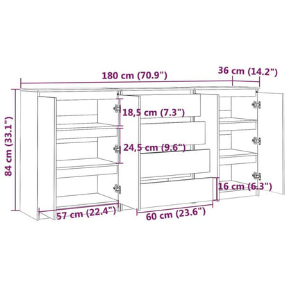 Set van 3 Witte Side Cabinets – Opbergkastjes – Display Cabinets – Kastjes – Multi-Pack Kastjes – Massief Grenenhout – Ruimtebesparend Ontwerp – Modern Strak Design