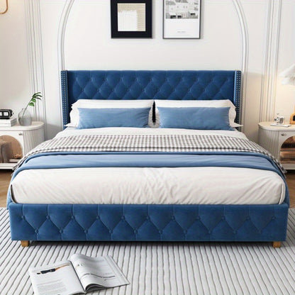 Bedframe – Bedombouw – Bedkast – Houten Frame – Vintage Bed – 180x200 cm – Vijf Opbergladen – Stevig Massief Hout