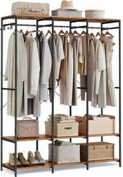 Kledinghangers - Kledingrek Metaal - Schoenenrek- Kledingkasten Slaapkamer - 40 x 141 x 180 cm - Kledingrek Vintage Bruin