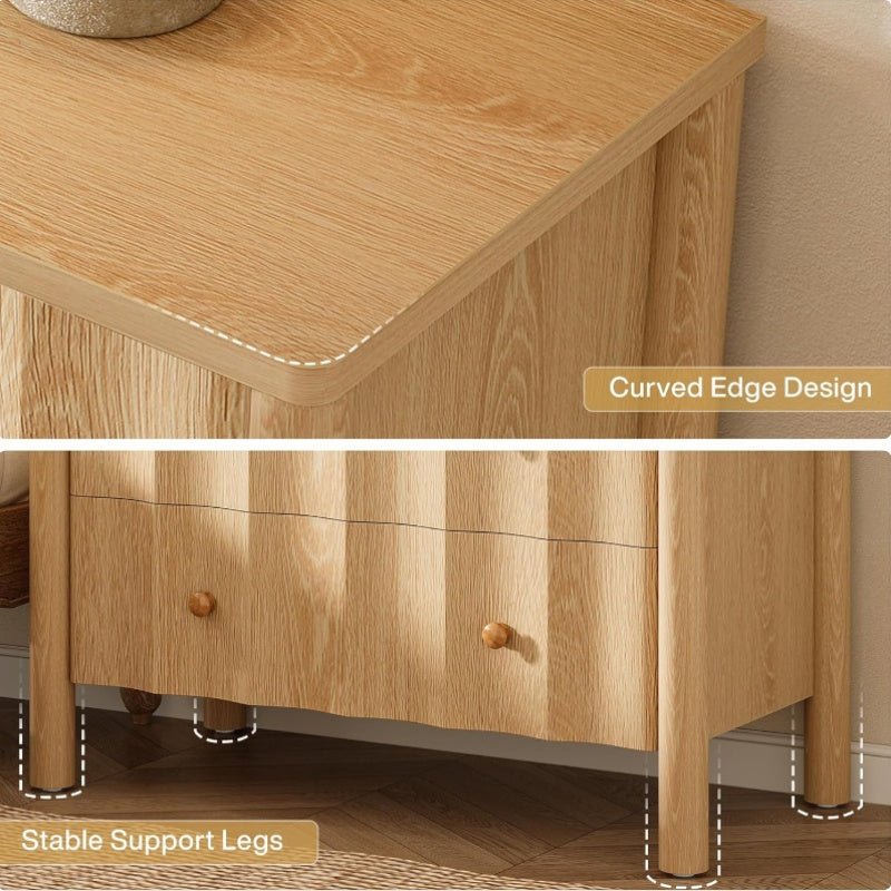 Nachtkastje – Bedside Table – Nachtkast – Bijzettafel – Opbergkast – 3 Lades – Licht Eikenhout – 80x40x75 cm – Compact En Stijlvol