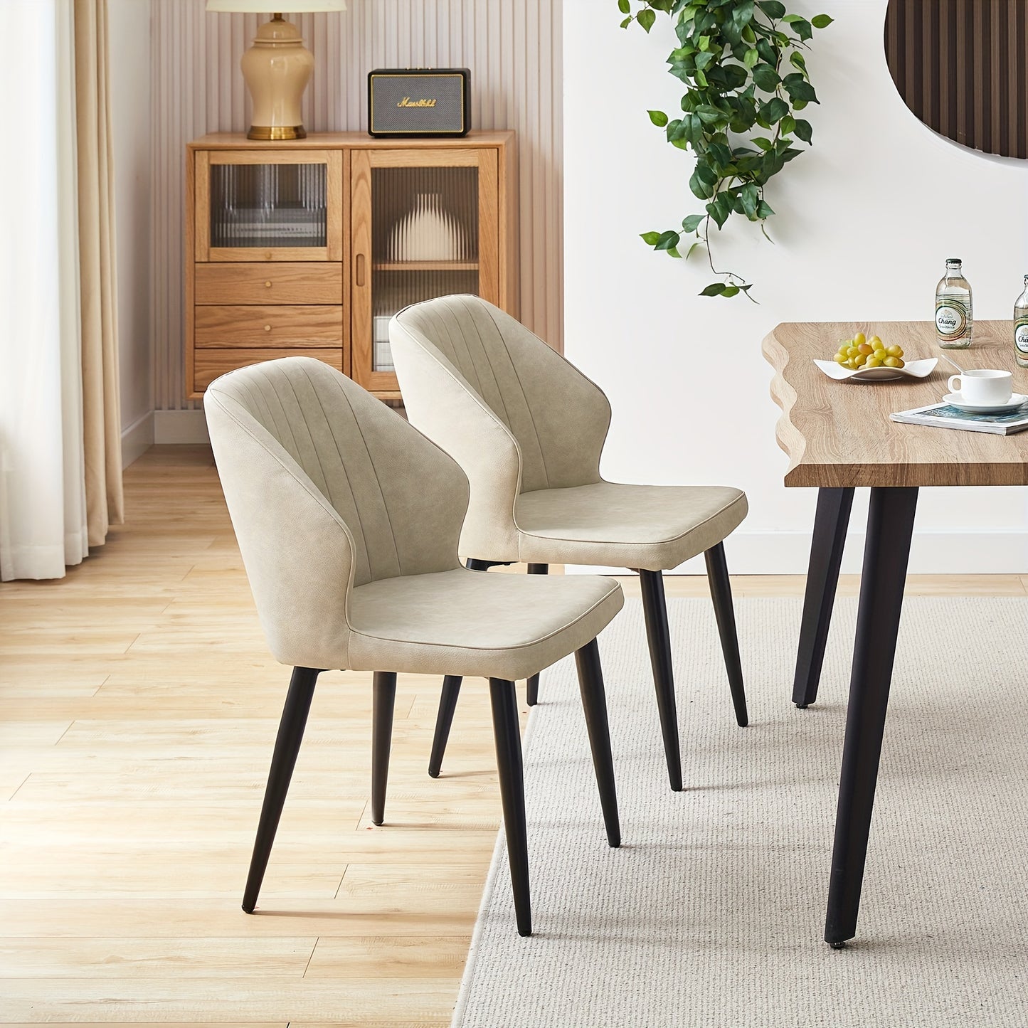 Eetkamerstoel – Stoel – Armstoel – Keukenstoel – Designstoel – Set van 2 – Kunstleer Bekleding – Memory Foam Zitting – Grijs – Metalen Poten – Ergonomisch Comfort