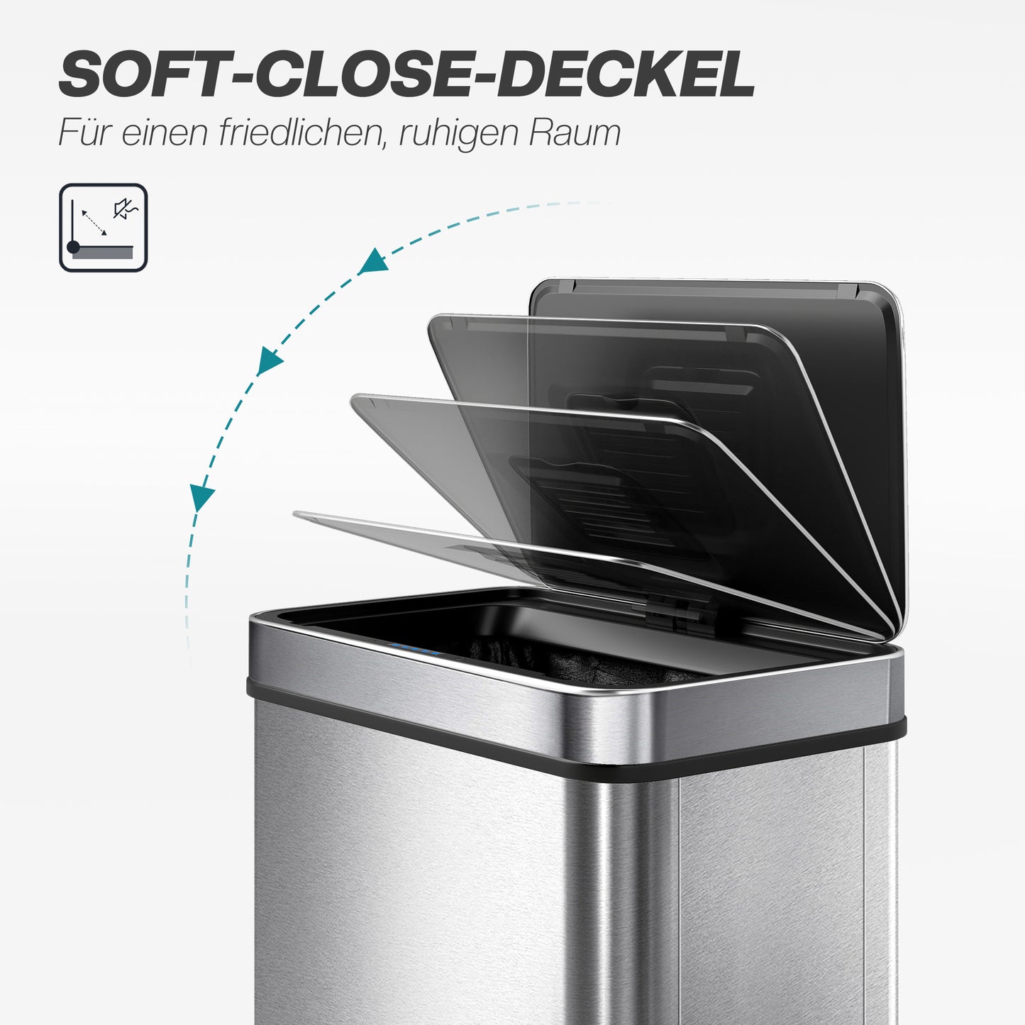Automatische Prullenbak – Sensor Afvalbak – Touchless Afvalemmer – Bewegingssensor Prullenbak – RVS Vuilnisbak – 60 Liter Capaciteit – Batterijgevoed – Zilverkleurig