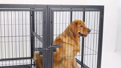 Hondenbench XXL – Hondenkooi – Hondenhok – Kennel – Bench – Dubbele Deuren – Zwaar Metalen Staal 130x100x100 cm
