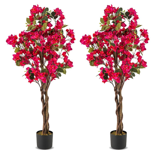Kunststof Bougainvillea Boom – Kunstplant – Nepplant – Bloemenplant – Potted Plant – 120 cm Hoog – Realistisch Bloeiende Bloemen – Stabiele Pot