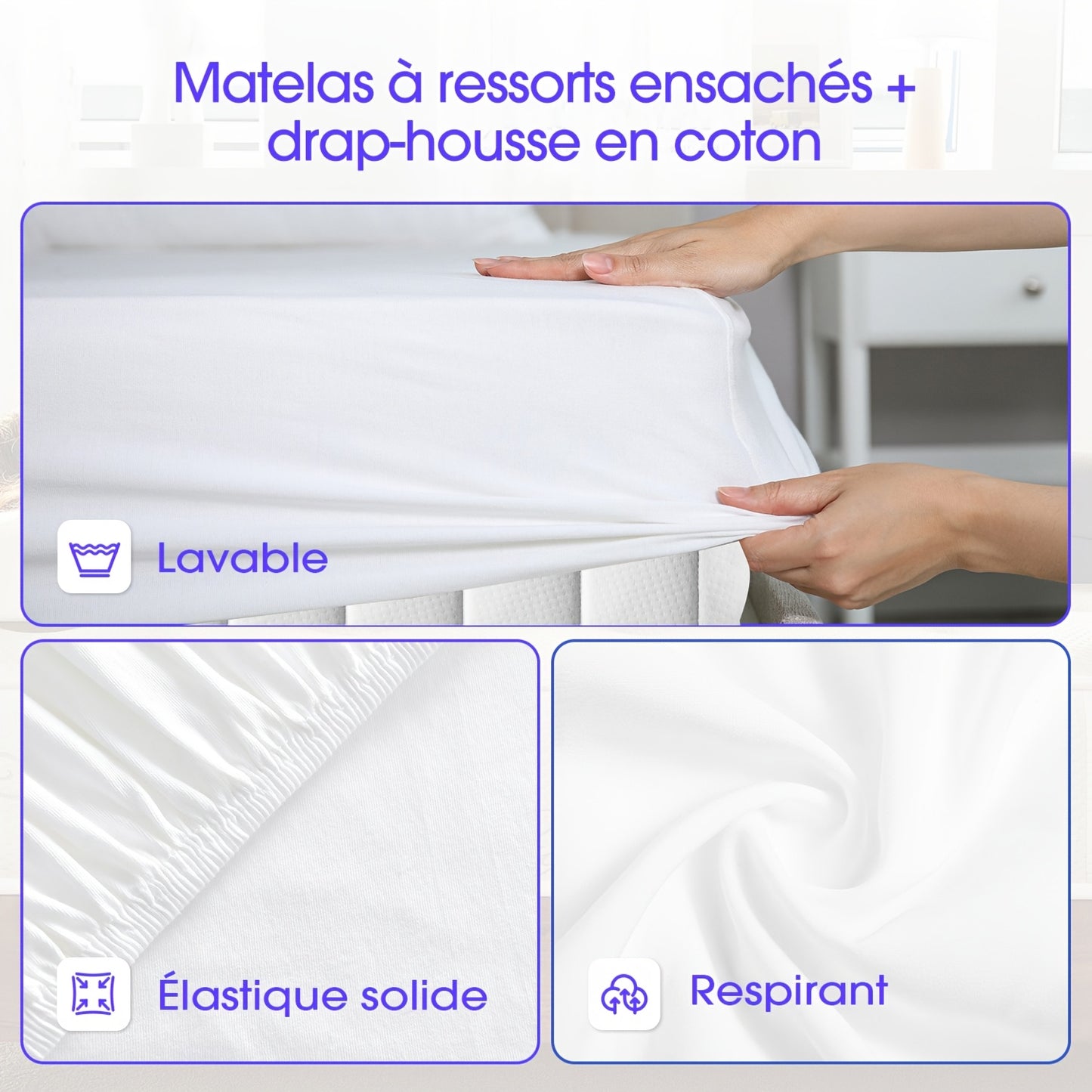Pocketverenmatras – Matras – Veermatras – Eenpersoonsmatras – Bedmatras – 90x190 cm – 25 cm Hoog – 7-Zones Ergonomisch – Medium-Hard H3 Stevigheid