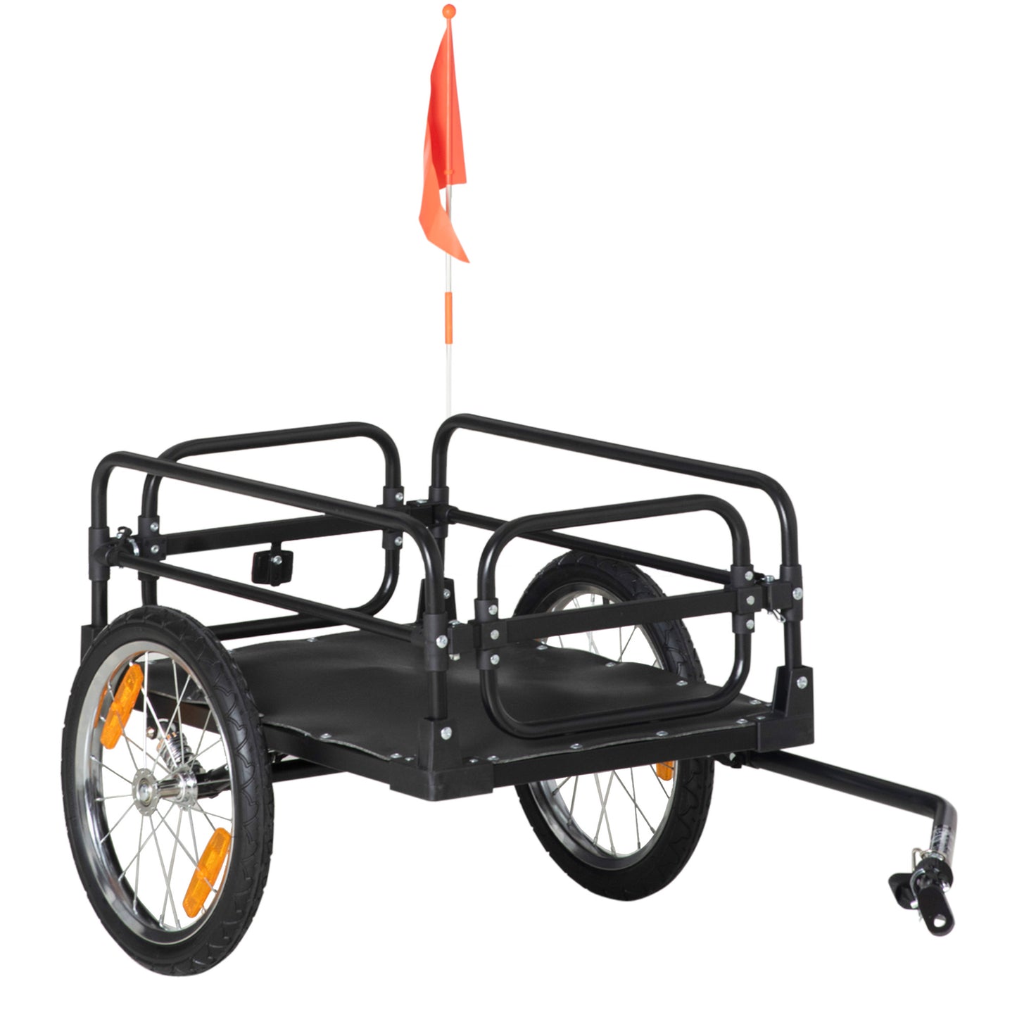 Fietskar – Fietsaanhanger – Bagagedrager – Koerierkar – Transportkar – Stalen Frame – 16 Inch Wielen – Inklapbaar – Max 40 kg Laadcapaciteit – Universele Trekstang