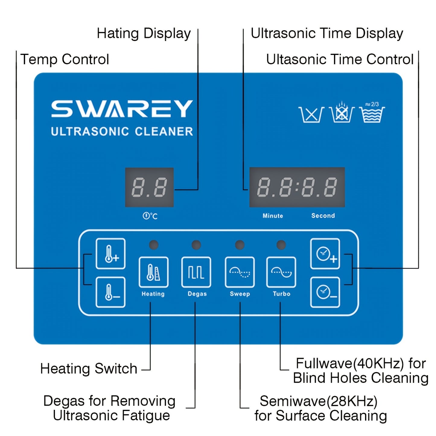 Swarey Ultrasonic Cleaning Device 40 KHz With Digital Timer And Heating, Washing Equipment Machine For Metal Tools Jewellery Carburettor Metal Parts
