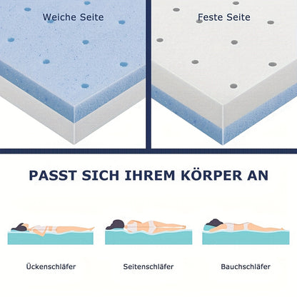 Gelmatras Topper – Matras Topper – Slaaptopper – Matrasschuim – Traagschuim Topper – 180x200 cm – 10 cm Dikte – Koelende Gellaag & Afneembare Wasbare Hoes