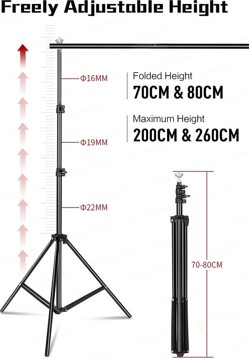 Photo Studio Softbox Lighting Kit with Background Frame - Backdrop System - Studio Photography - Includes 3 Backdrops, Tripod, Reflector Board and 4 Umbrellas - Complete Set