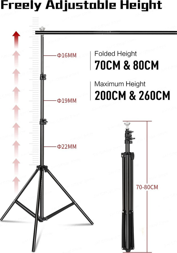 Fotostudio Softbox Verlichtingskit met Achtergrondframe - Achtergrondsysteem - Studio Fotografie - Inclusief 3 Achtergronden, Statief, Reflectorbord en 4 Paraplu's - Complete Set