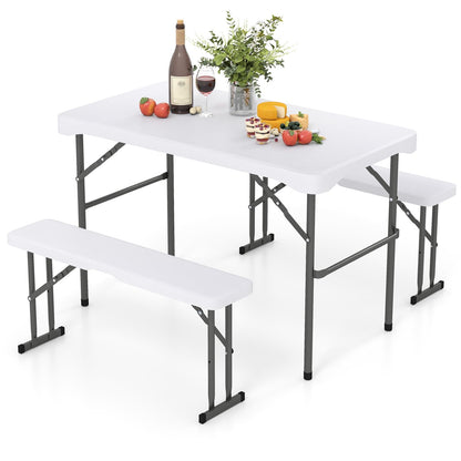 Inklapbare Biertafelset – Biertafel – Bierbank – Picknicktafel – Tenttafel – Compact – Weerbestendig HDPE – 108 cm – Met 2 Banken