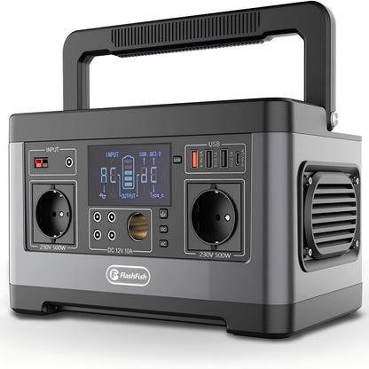 Draagbare Generator – Powerstation – Noodstroomvoorziening – Camping Accu – Mobiele Energiebron – 520Wh Capaciteit – Pure Sinusgolf Output – 500W Continu Vermogen