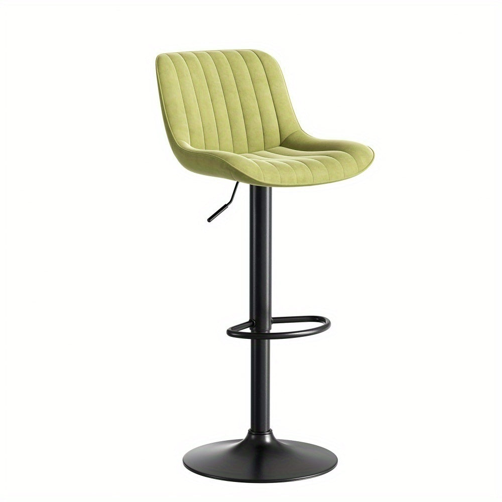 Barstoel – Barkruk – Barstoel Kruk – Keukenstoel – Barstoel Stoel – Set van 2 – Verstelbare Zithoogte – 360° Draaibaar – Groene Velvet Bekleding – Stevige Zwarte Metalen Poten