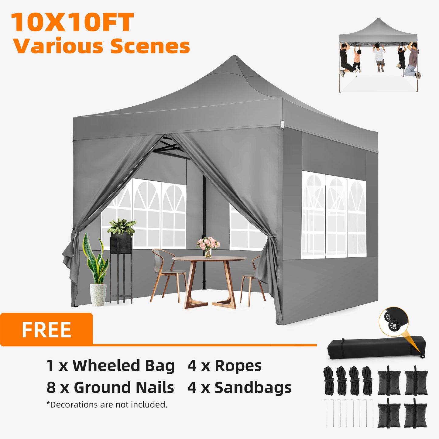 Pop-up Partytent 3×3 meter – Vouwtent – Eventtent – Marktstand – Tuinentent – Zwart – Waterdicht Met UPF 50+ – Inclusief 4 Zijwanden En Rollerbag