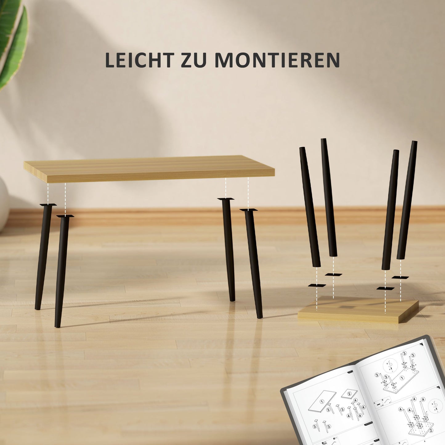 Koffietafelset – Salontafel – Bijzettafel – Woonkamertafel – Sofa Tafel – 2-delig – Metalen Frame & Natuurlijk Houten Blad