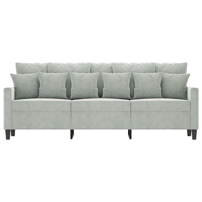 3-zits Sofa – Driezitsbank – Relaxbank – Loungesofa – Lichtgrijs – Velvet Bekleding – 180 cm Lengte – Stevig Houten Frame