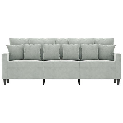3-zits Sofa – Driezitsbank – Relaxbank – Loungesofa – Lichtgrijs – Velvet Bekleding – 180 cm Lengte – Stevig Houten Frame