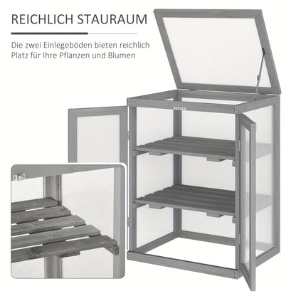 Kweekkas – Kweekkast – Plantenkas – Mini Kas – Cold Frame – 3 Laags – Hout En Polycarbonaat – Weerbestendig – Max 15 Kg Draagvermogen