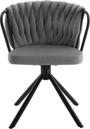 Eetkamerstoel - Set van 2 stoelen - Fluweel eetkamer stoel - Eettafel stoel - Fauteuil - Velvet - Armleuning - Draaibaar - Zwarte Poot - Grijs