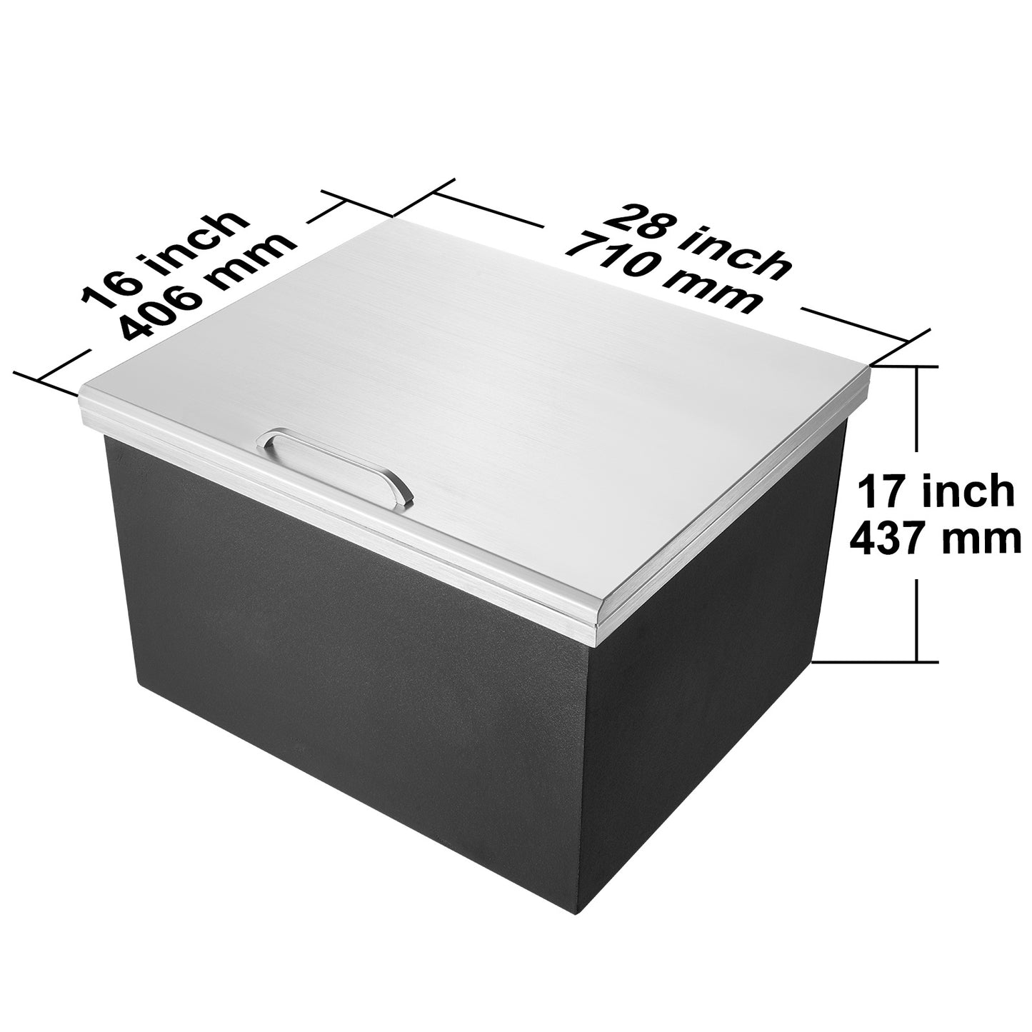 Inbouw IJskeiler – IJsbox – Koelbak – IJscontainer – Ijskoeler – 82,6 Liter Capaciteit – Roestvrij Staal Met Dubbele Isolatie