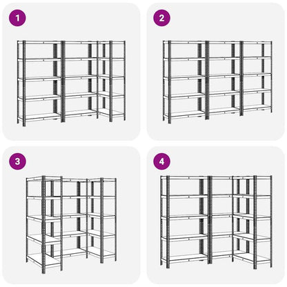 Opbergrek – Opbergkast – Stellingkast – Opbergrekken – Stellingrek – 5 Laags – Set Van 3 – Staal En Hout