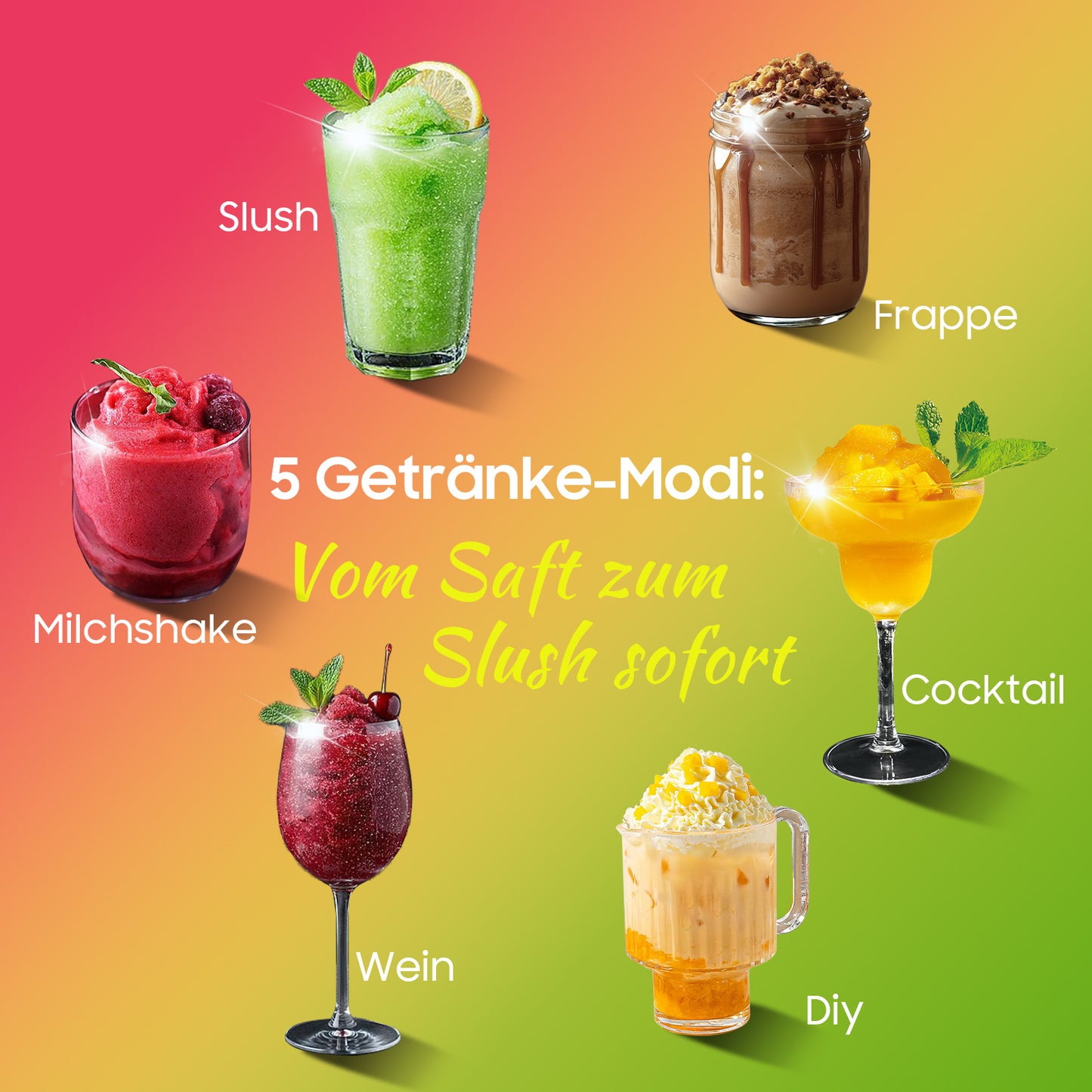 Slushmachine – Slushie Maker – IJsdessertmachine – Cocktailmachine – Milkshakemaker – 2,6L Capaciteit – 5 Slimme Programma’s Met Automatische Reiniging