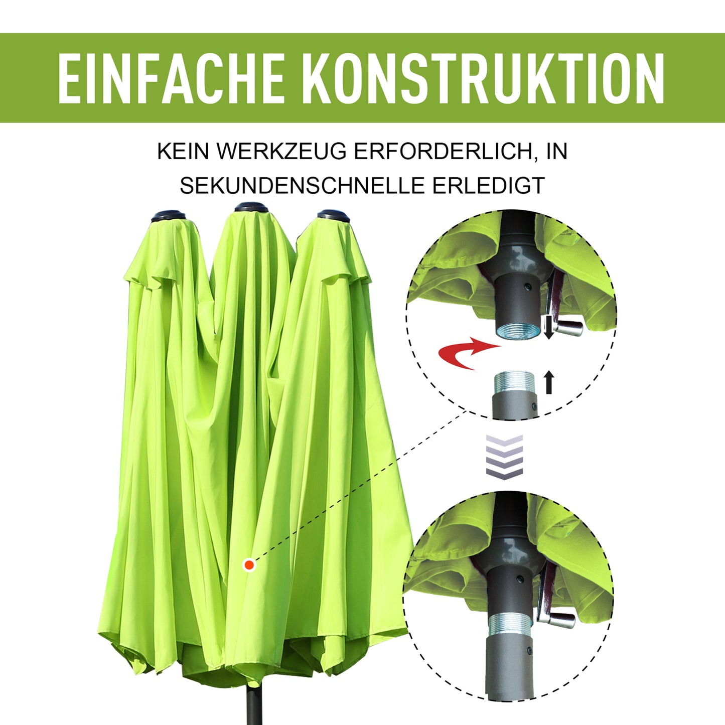 Grote Ovale Parasol – Zonnescherm – Terrasparasol – Dubbele Parasol – Marktparasol – Handzwengel – Lichtbruin Polyester – Windbestendig & XXL Schaduw