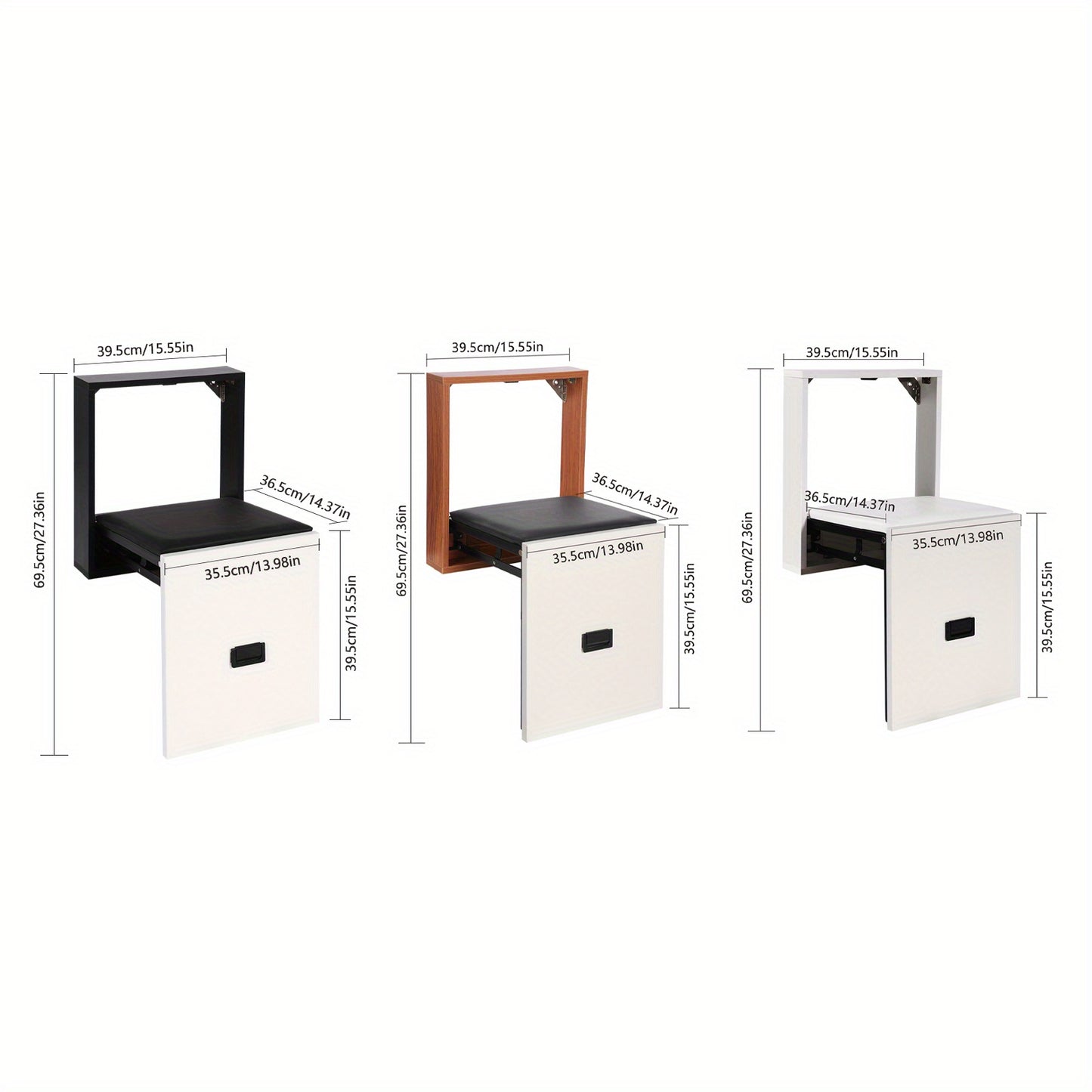 Opklapbare Wandkruk – Opklapbare Zitkruk – Wandstoel – Schoenenkruk – Compacte Kruk – Wit – Ruimtebesparend Design – Stevige Spaanplaat Met PVC Bekleding