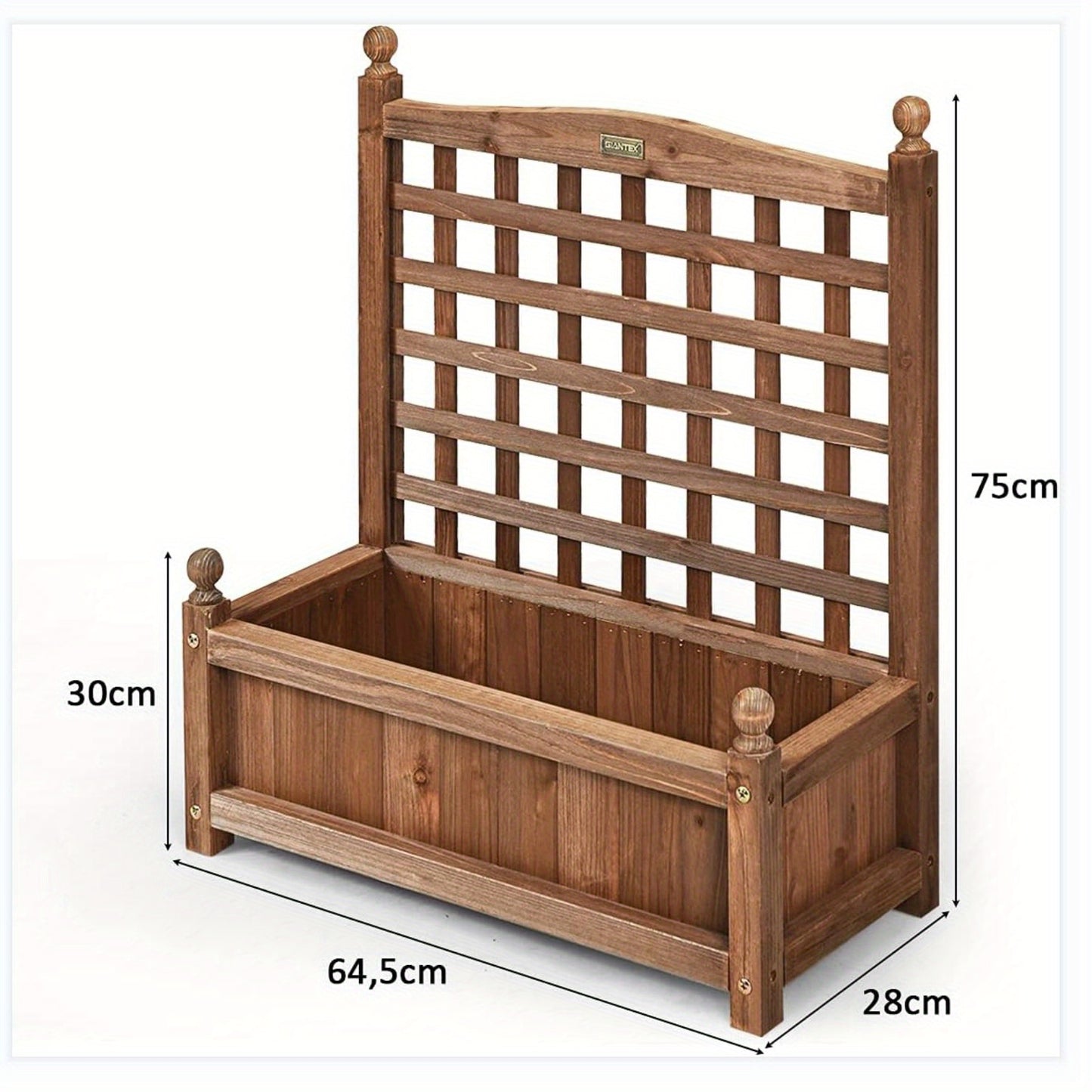 Verhoogde Plantenbak – Houten Tuinbak – Bloemenbak – Kruidenbak – Groentebak – Met Klimrek – Gemaakt Van Duurzaam Vurenhout – Afmetingen 64,5x28x75 cm