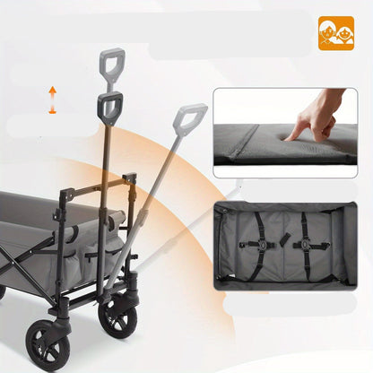 Trolley – Opvouwbare Boodschappentrolley – Steekwagen – Transportwagen – Vouwwagen – 100 kg Draagkracht – Schokabsorberende Geremde Wielen – Grijs - QUORE