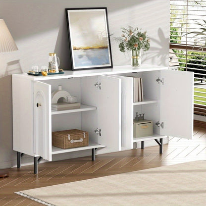 Wandkast – Sideboard – Dressoir – Opbergkast – Kast Met Deuren – 140 cm Breed – Metalen Frame & 3D Boogvormig Front