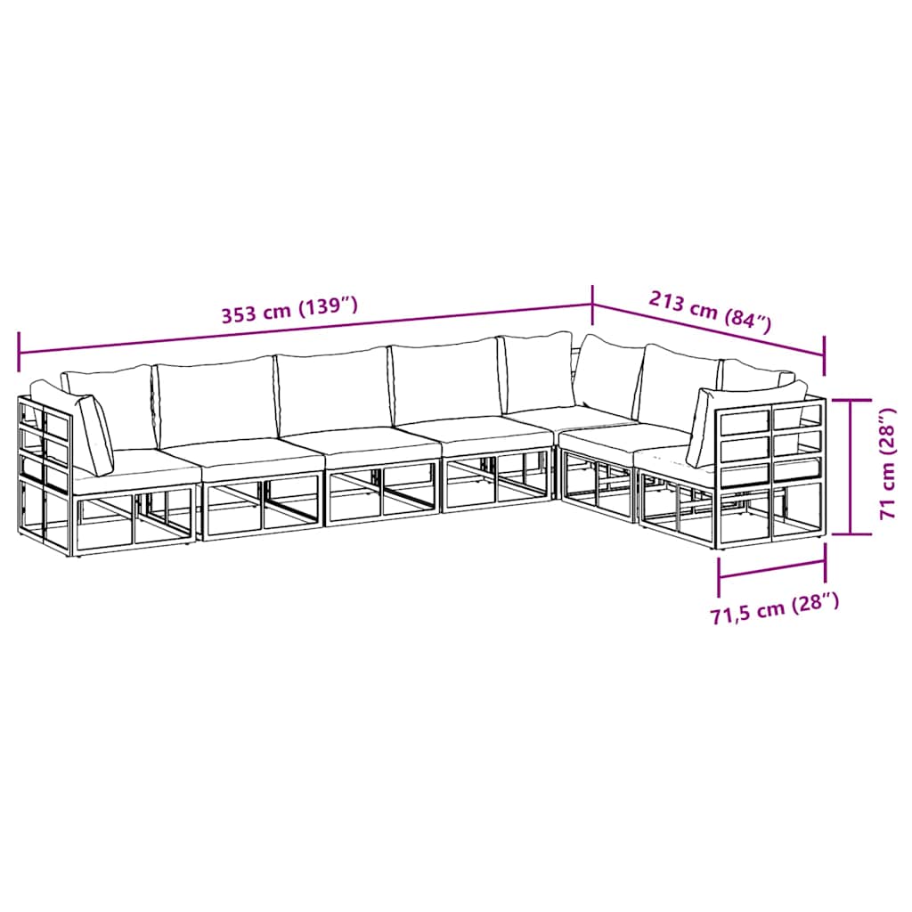 Tuinmeubelset – Loungeset – Zitgroep – Balkonset – Tuinset – Modulair ontwerp – Weerbestendig aluminium frame